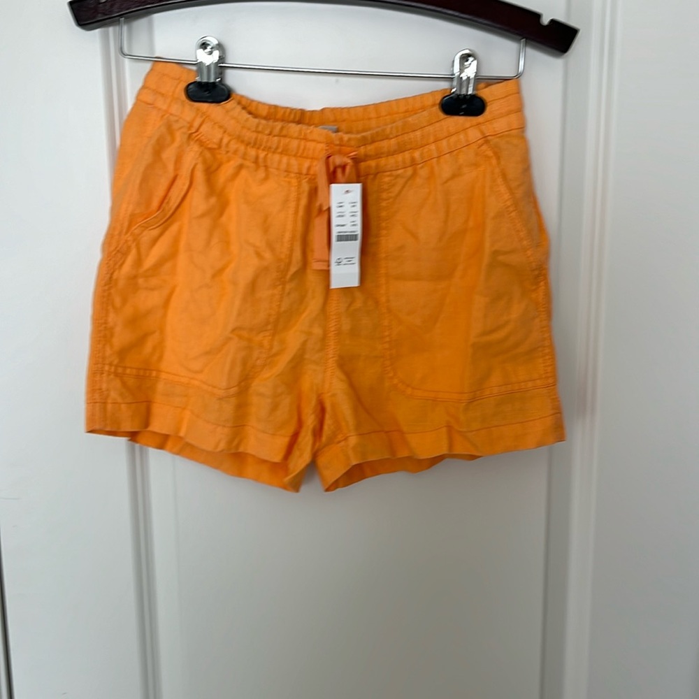 Orange linen shorts